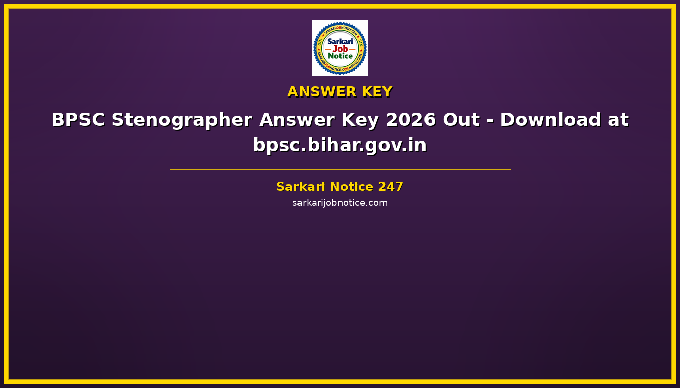 BPSC Stenographer Answer Key 2026 Out - Download at bpsc.bihar.gov.in