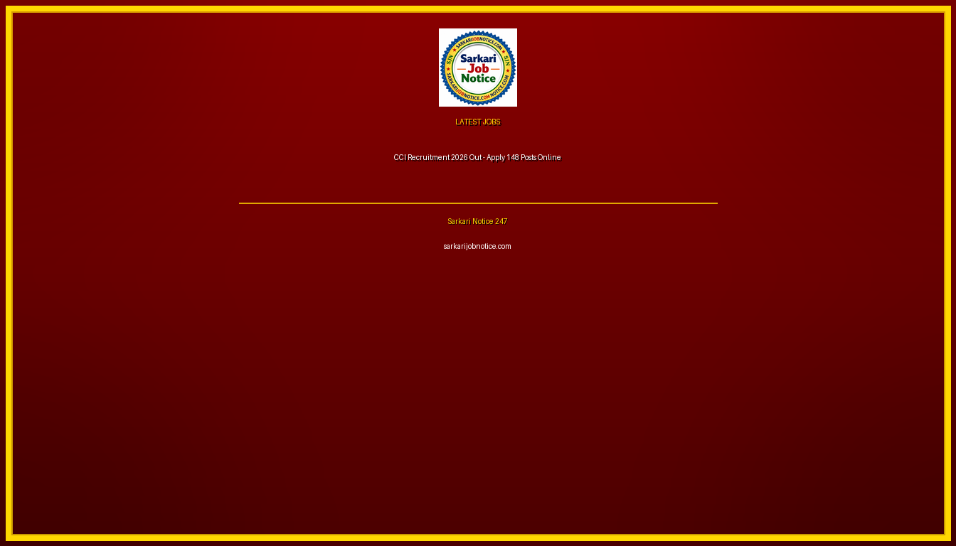 CCI Recruitment 2026 Out - Apply 148 Posts Online