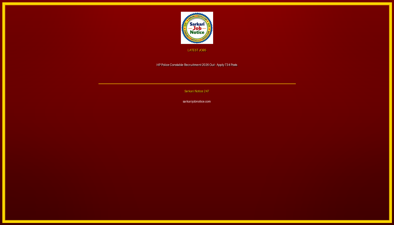 HP Police Constable Recruitment 2026 Out - Apply 734 Posts