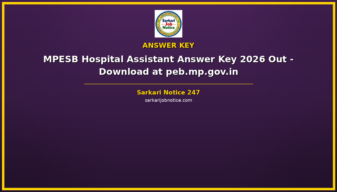 MPESB Hospital Assistant Answer Key 2026 Out - Download at peb.mp.gov.in