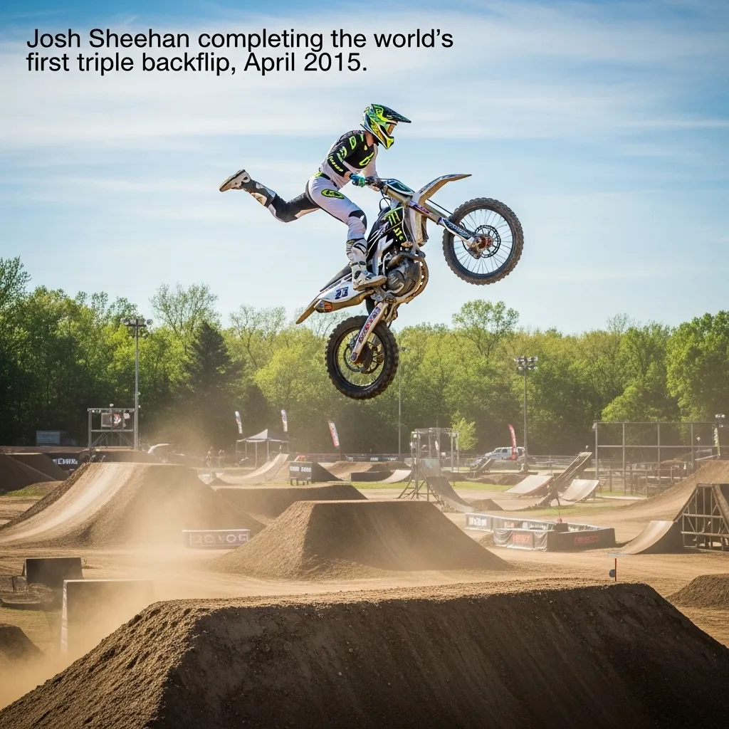 Josh Sheehan completing the worlds first triple backflip April 2015