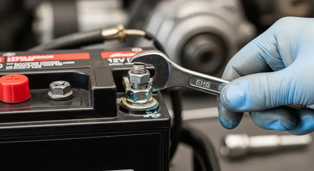 Cleaning battery terminals to fix buzzing issue