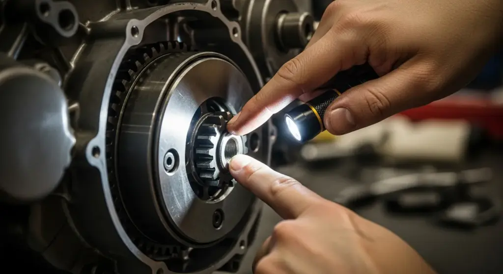 Inspecting starter drive after buzzing noise