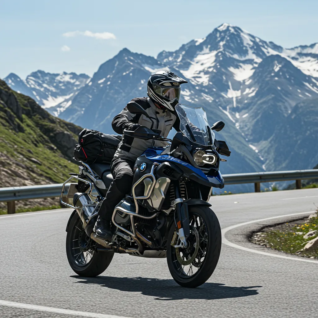 Adventure Motorcycle on Scenic Highway