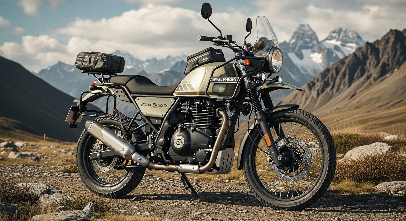 Royal Enfield Himalayan 650 concept render in outdoor adventure setting