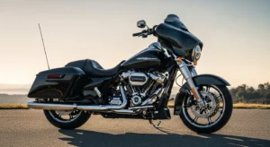 2025 Harley-Davidson Street Glide Ultra in a dramatic outdoor showcase.
