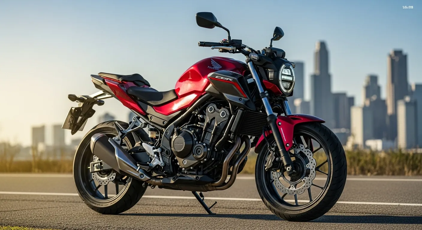 2026 Honda CB500SF showcased outdoors with its bold streetfighter design and modern styling.
