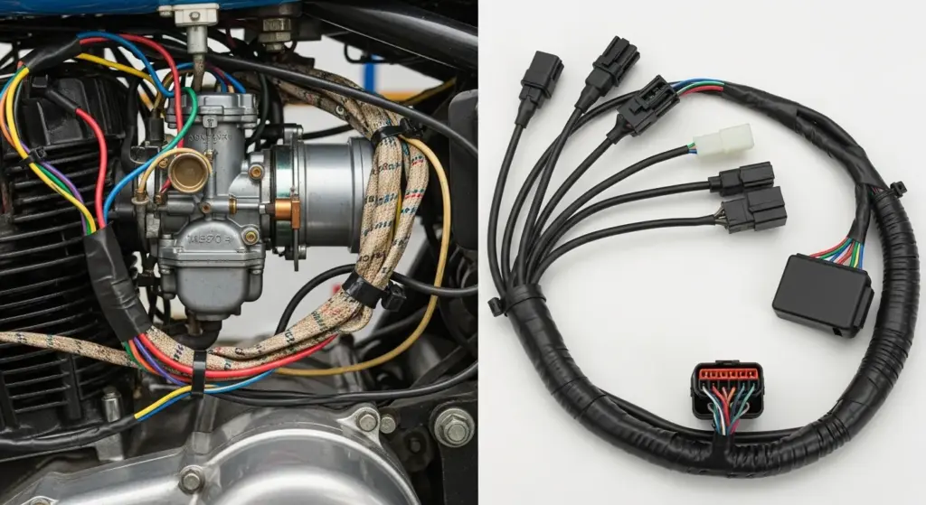 Classic vs modern motorcycle wiring comparison