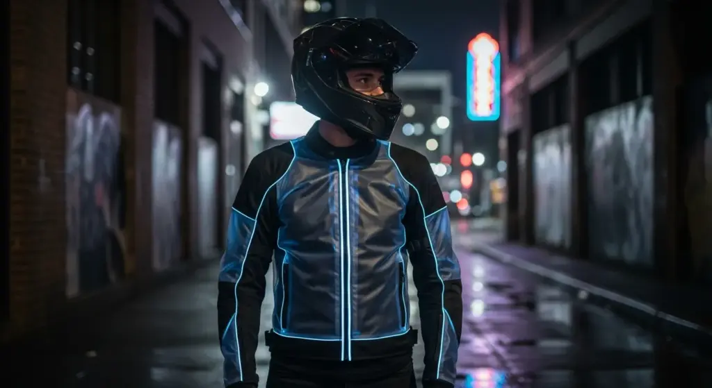 Close-up of motorcycle heated gear wiring setup