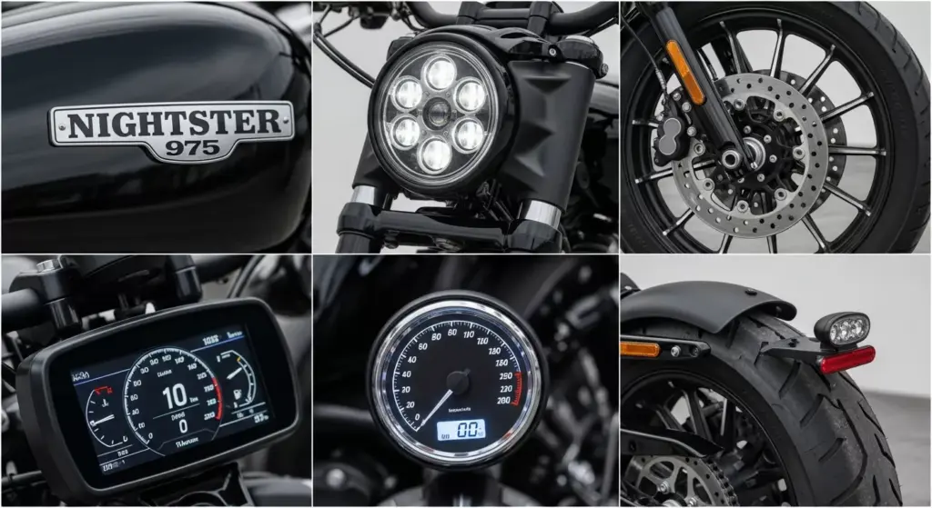 2025 Harley-Davidson Nightster 975 on an open highway, golden-hour lighting, U.S. desert backdrop, cinematic angle