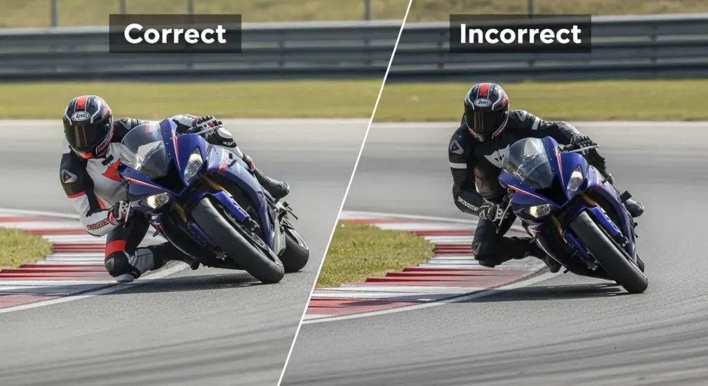 Comparison of motorcycle cornering techniques.