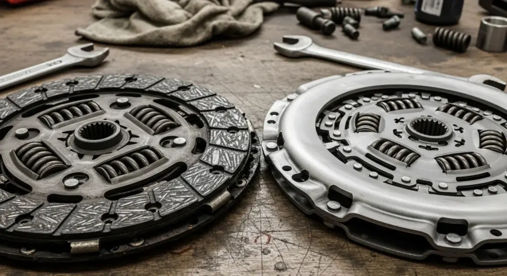 Comparison of new vs worn motorcycle clutch plates
