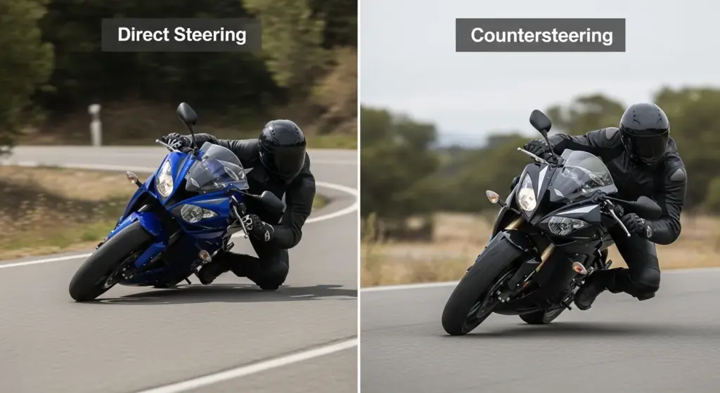 Direct steering vs countersteering comparison