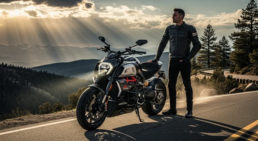 Ducati Diavel V4 RS launch photo showcasing carbon fiber and aggressive styling.