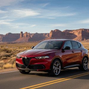 2026 Alfa Romeo Tonale parked outdoors on a scenic US highway