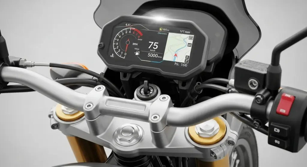 Himalayan 750 TFT display and suspension details