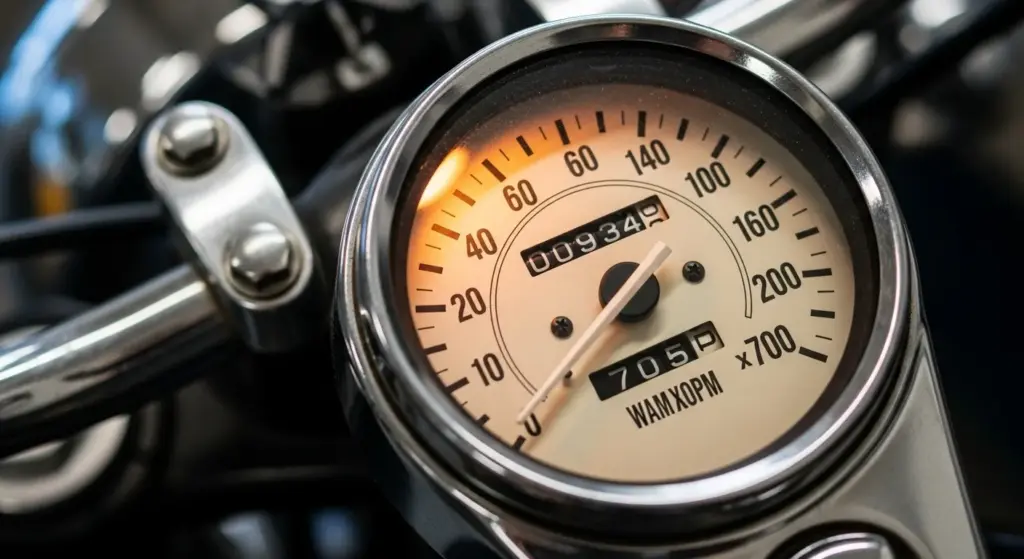 Motorcycle RPM gauge during engine warm-up