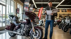 Rider considering extended motorcycle warranty at dealership