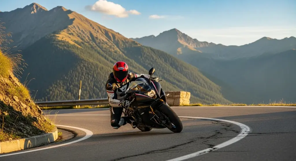 Rider enjoying a smooth countersteer corner