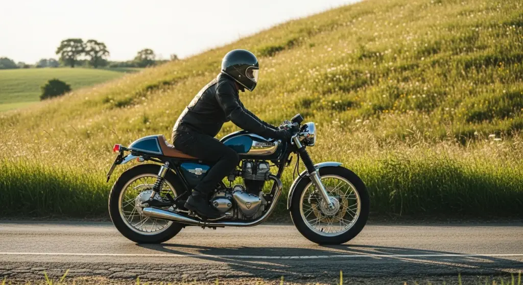 Rider testing high RPM on open road