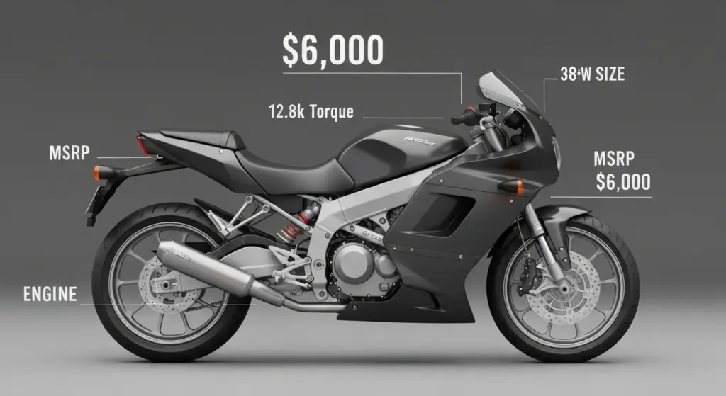 Side profile of the Harley-Davidson Sprint 2026 with key specs highlighted