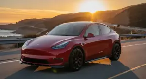 Tesla Model Y Performance showcased on a California highway at sunset 2026