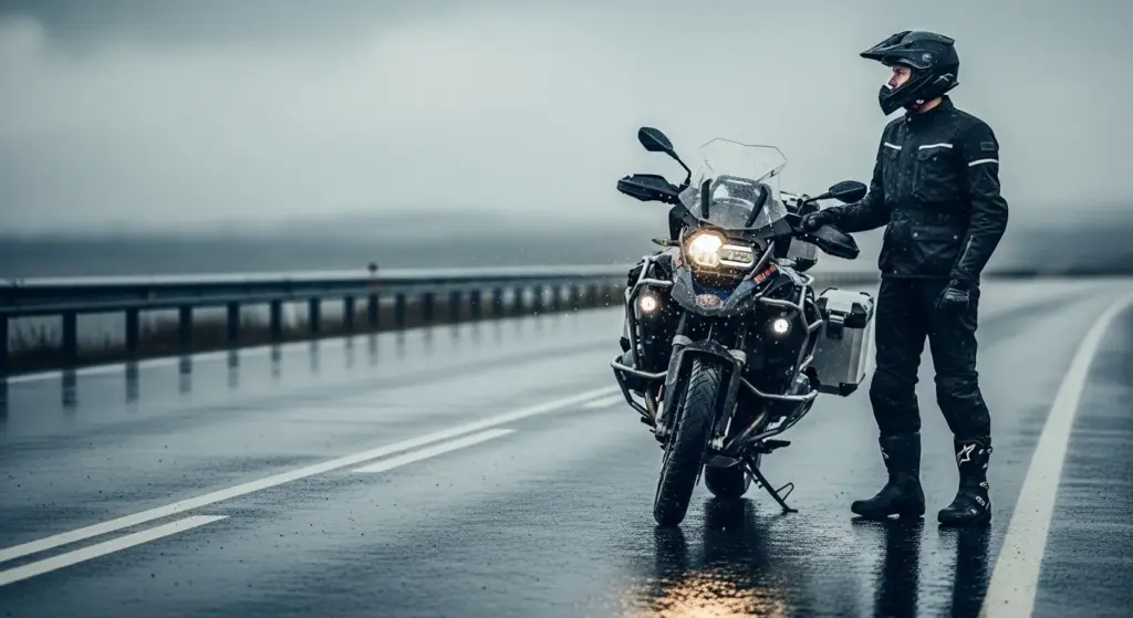 Touring boots tested on-road in wet conditions