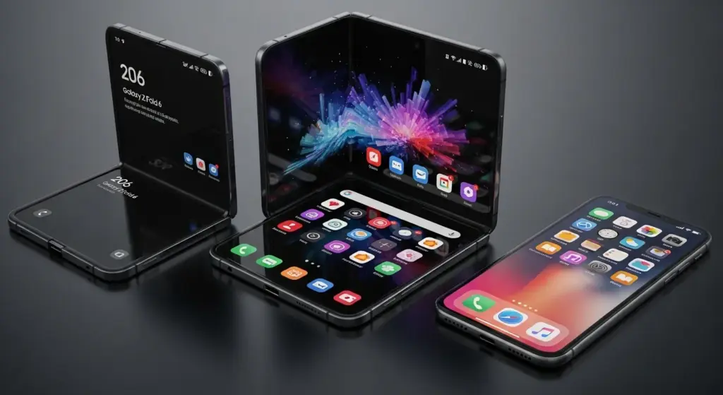 TriFold open in multitasking mode with three apps running