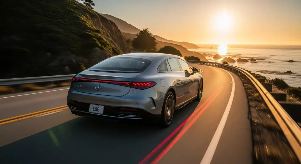 mercedes-benz-eqe-driving-on-a-scenic-highway-at-golden-hour