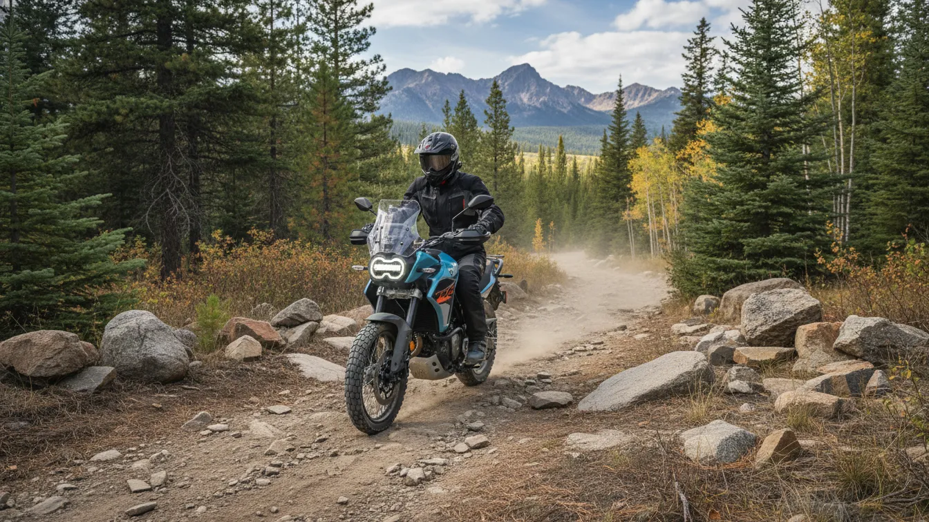 Beginner motorcycle 2026 model on a rugged USA trail