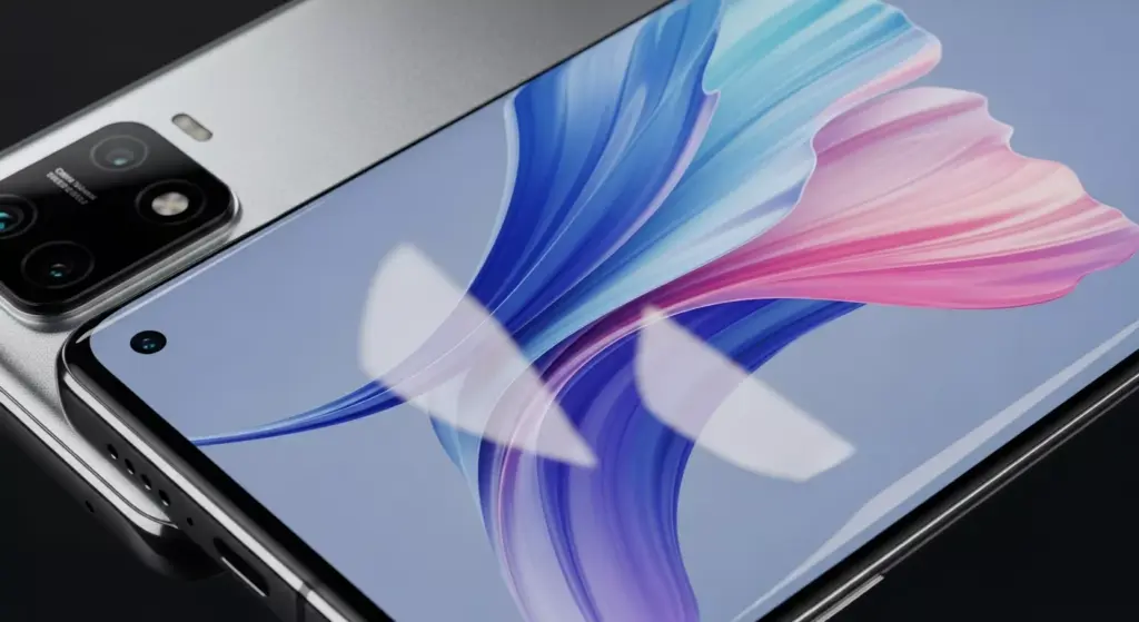 Huawei Pura 80 Pro smartphone displayed outdoors on a reflective black surface with sunset lighting