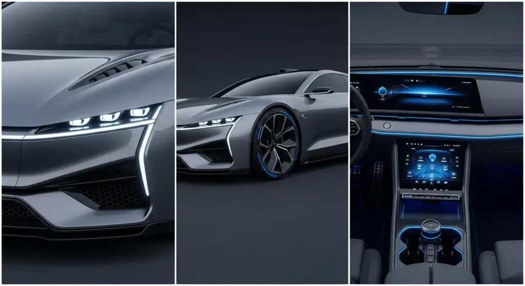 Design Close-ups front fascia, aerodynamic profile, interior dashboard close-up