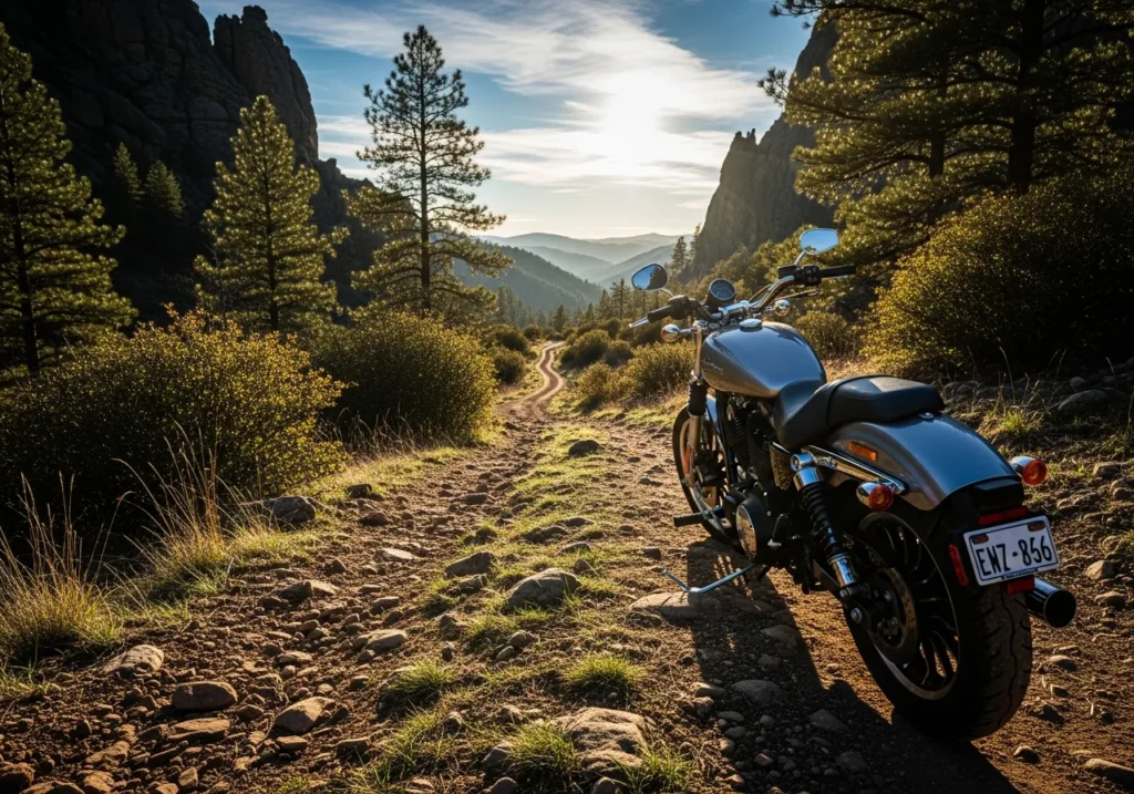 Harley-Davidson X440 on a rugged American trail backdrop