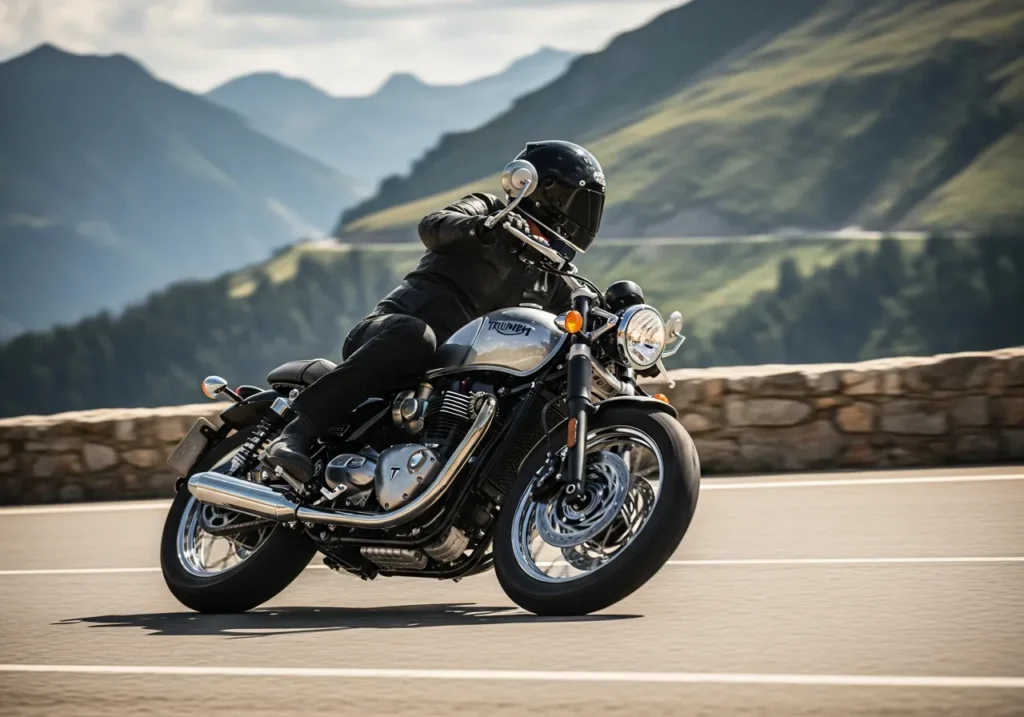 Speedmaster cornering through a mountain road